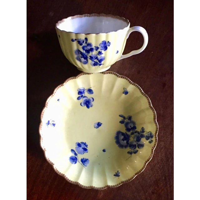 Ceramic Antique 18th Century English Bristol Worcester Porcelain Teacup & Saucer Set- 2 Pieces For Sale - Image 7 of 13