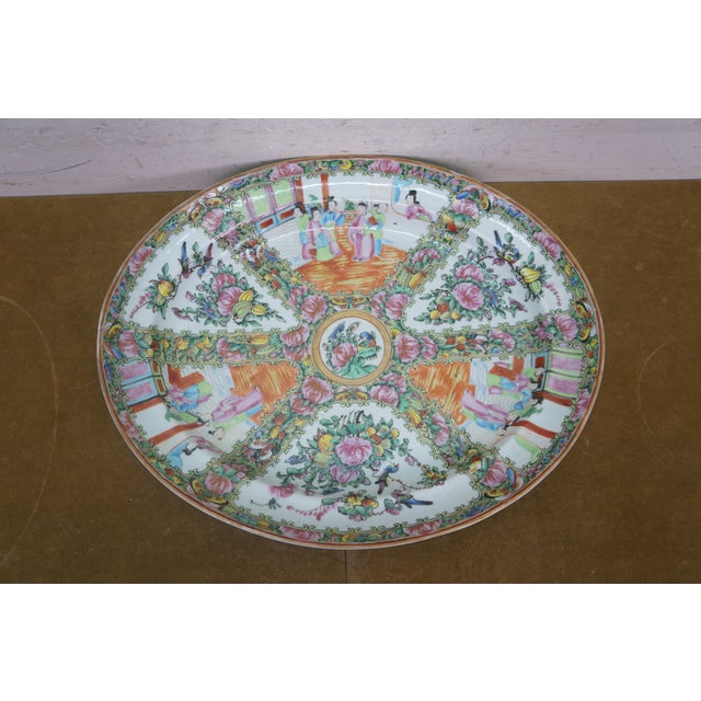 Antique Chinese Export Famille Rose Medallion Porcelain Serving Bowl & Platters For Sale - Image 12 of 18