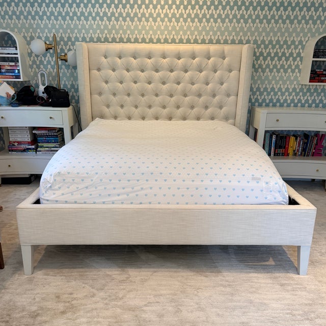 Linen Serena & Lily Queen Tall Tufted Broderick Bed For Sale - Image 8 of 8