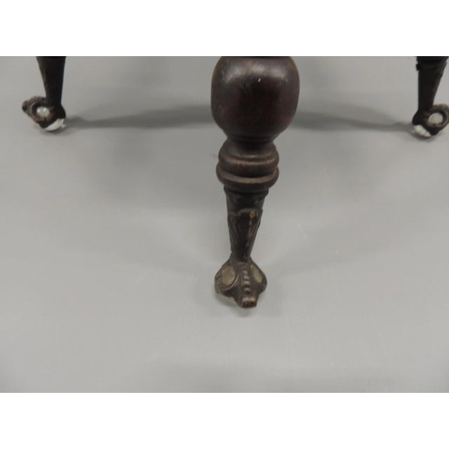 Victorian Antique Round Victorian Wood Swivel Piano Stool With Claw & Ball Feet For Sale - Image 3 of 7