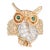 1970s Vintage Owl on Branch Ring 14k Yellow Gold Diamond Emerald Eyes Jewelry Size 6 For Sale