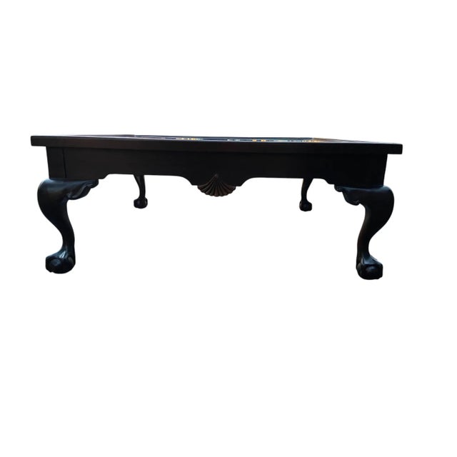 Queen Anne Hekman Mahogany Square Coffee Table With Glass Insert - 2 Available For Sale - Image 3 of 12