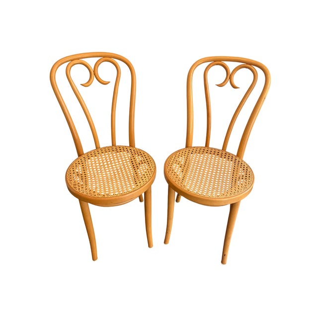 Vintage 1960s Mid-Century Radomsko Thonet Style "Sweetheart" Bentwood Cane Chairs - A Pair For Sale - Image 17 of 17
