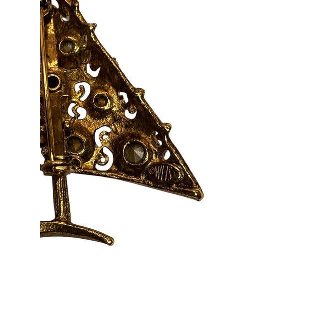 Mid-Century Modern Vintage Weiss Signed Christmas Tree Rhinestone Brooch For Sale - Image 3 of 8