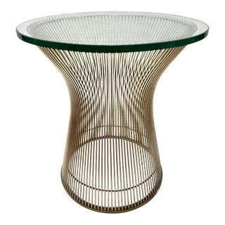 Vintage Warren Platner Steel and Glass Round Side Table For Sale
