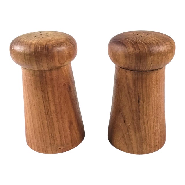 Vintage Solid Wood Salt & Pepper Shakers - a Pair For Sale