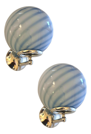 Blue Swirl Rods Murano Glass Wall Sconces by Simoeng, Set of 2