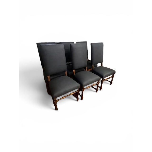 Restoration Hardware Set of 6 Newly Reupholstered Restoration Hardware 1890 English Baroque Dining Chairs For Sale - Image 4 of 11