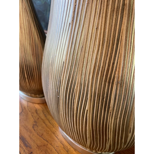 Pair of Wildwood Textured Ceramic Table Lamps For Sale In Naples, FL - Image 6 of 12