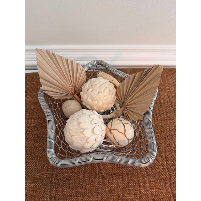 Late 20th Century Vintage Coastal Woven Metal Catchall Basket / Sculptural Silver Basket For Sale - Image 5 of 5