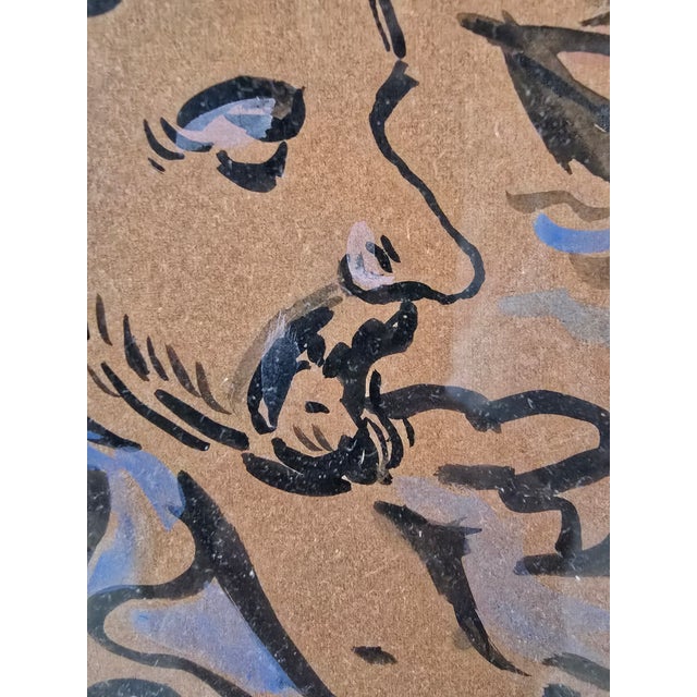 Paint Vintage Mid Century Era Watercolor Painting Fisherman For Sale - Image 7 of 9