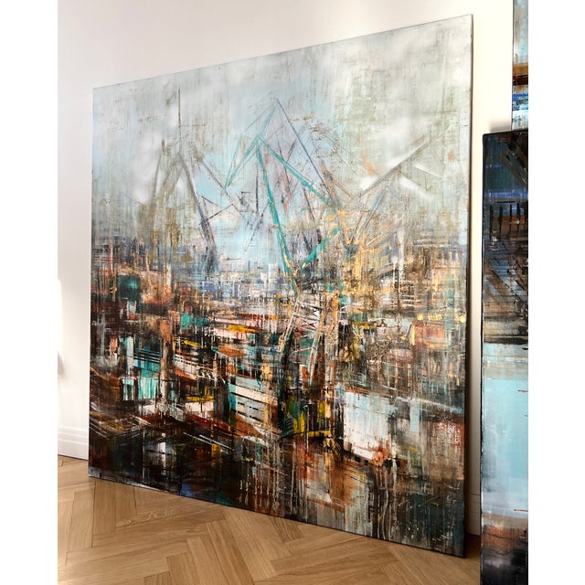 Beige Bianca Prettau, Stocznie, 2024, High Density Glaze on Linen Canvas For Sale - Image 8 of 9