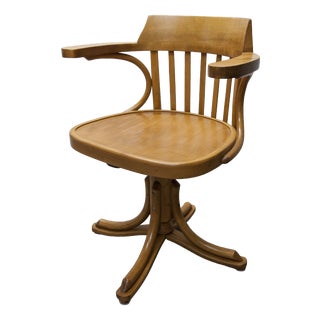 Scandinavian Swivel Office Chair in Bentwood from Thonet, 1960s For Sale