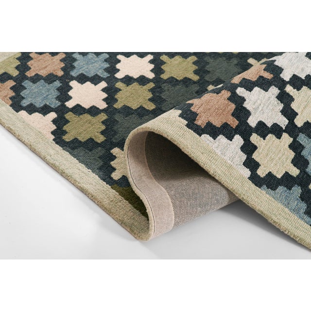 Erin Gates by Momeni Abbot Blue & Green Swedish Geo Wool Rug 2'3" X 8' Runner For Sale - Image 11 of 11