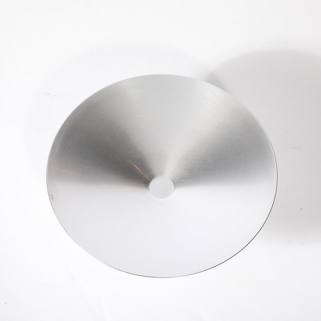 Art Deco Brushed Aluminum & Glass Centerpiece Bowl Signed Kensington For Sale - Image 9 of 14