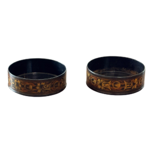 Pair of 19th Century Black Papier-Mâché Wine Coasters