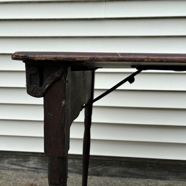 Antique American Wooden Folding Sewing Table For Sale - Image 4 of 12