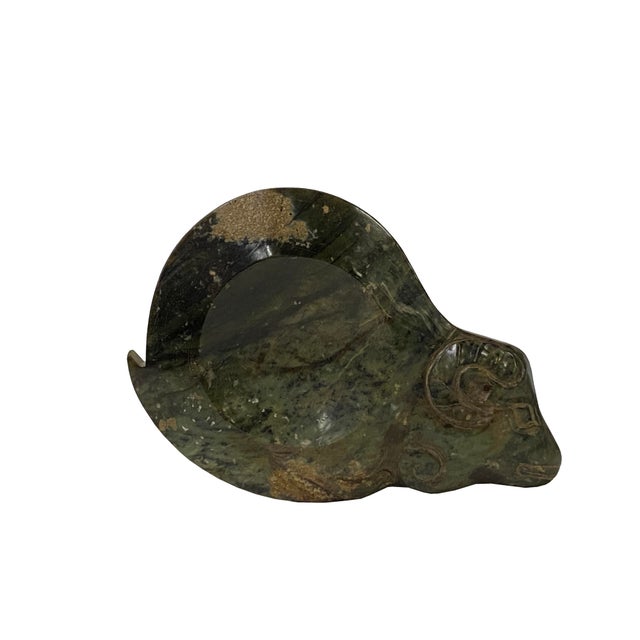 Chinese Artistic Ram Shape Green Stone Ink Well Dip Pad For Sale In San Francisco - Image 6 of 8