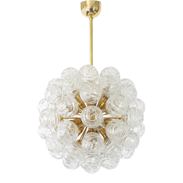 German Sputnik Chandelier with Snow Glass Balls by Doria, 1970s For Sale