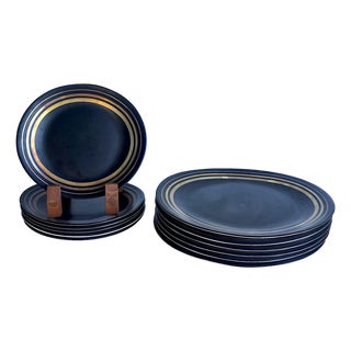 1970s Block Bidasoa Porcelain Orbit Creation Dinner and Salad Plates, 12 Piece Set For Sale