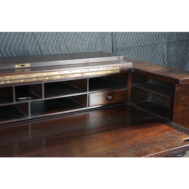 Brown Antique Early 20th C. American Mahogany Spinet Writing Desk Console Hall Table For Sale - Image 8 of 18