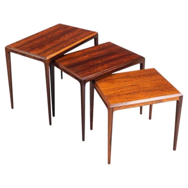 Nesting Tables in Santos Rosewood by Johannes Andersen for CFC Silkeborg, Denmark, 1960, Set of 3 For Sale - Image 15 of 15