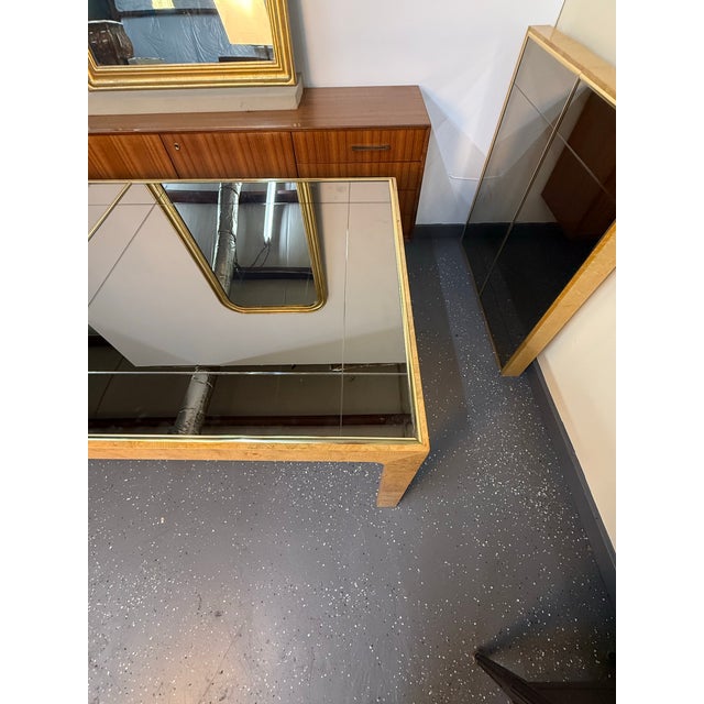 1980s Henredon Scene Two Burl Wood Mirror Dining Table For Sale - Image 9 of 12