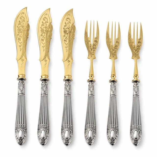19th Century Silver Fish Utensils, Set of 6 For Sale - Image 9 of 9