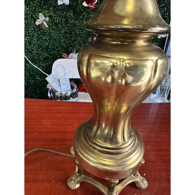 Metal Vintage Brass Ginger Jar Style Table Lamp With Lion Footed Accents For Sale - Image 7 of 8