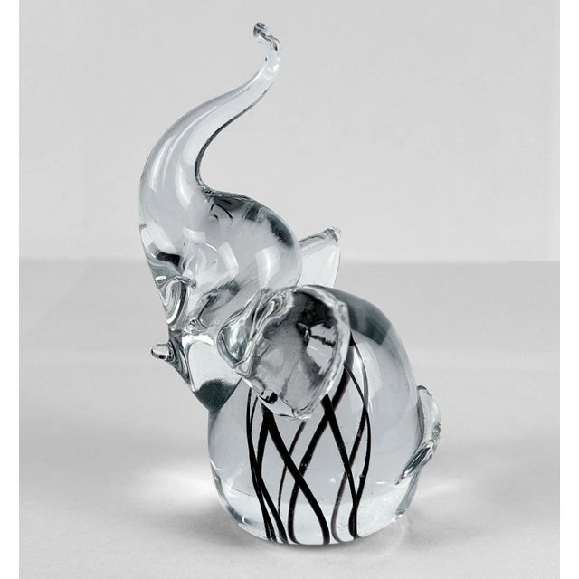 Italian Vintage Italian Murano Sommerso Art Glass Elephant Sculpture For Sale - Image 3 of 6