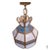 1980s Vintage Pale Dark Blue Tiffany Style Stained Glass Small Ceiling Chandelier Light Fixtures- a Pair For Sale - Image 5 of 7