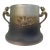 Egyptian Revival Style Winged Lyre Metal Cachepot or Jardinière Cover With Figural Handles, C. 1920s For Sale