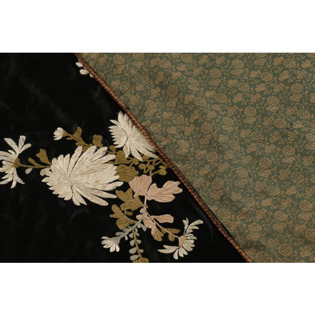 Textile Antique Chinese Silk Tapestry, Elegant Florals and Birds on Black - Rug & Kilim For Sale - Image 7 of 7