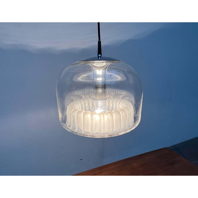 Mid-Century Modern German Space Age Pendant Lamp in Chrome and Glass from Peill & Putzler, 1960s For Sale - Image 17 of 18