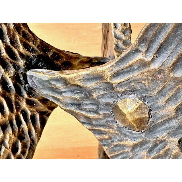 Large Brutalist Metal Art Candleholder in Hammered and Wrought Iron with Bronze-Plated Finish, Germany, 1960s For Sale - Image 11 of 16