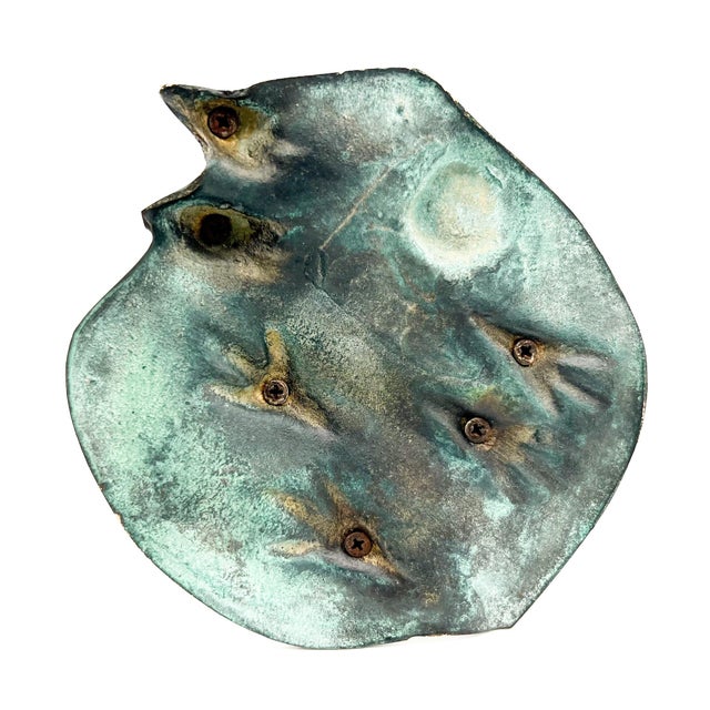 Vintage Verdigris Bronze Crane Trio Sculpture - Mid-Century, Asian Inspired, Coastal For Sale - Image 10 of 12