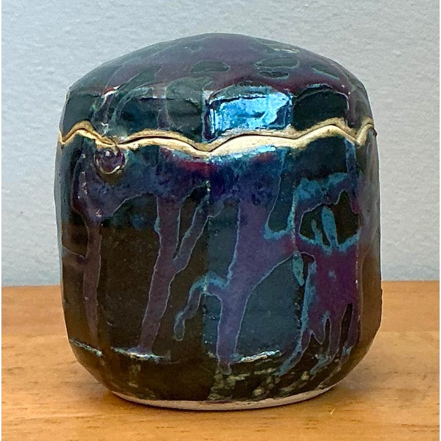 Vintage Glazed Ceramic Lidded Jar For Sale - Image 10 of 12