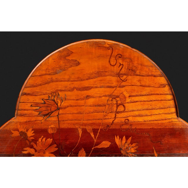 Art Nouveau Pedestal Table with Trefoiled Marquetry Top Decorated with Flowers by Émile Gallé, 1890s For Sale - Image 9 of 14