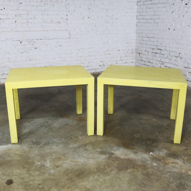 Wood Mid Century Modern Blonde Cerused Oak Parsons End Tables Style Wormley for Dunbar For Sale - Image 7 of 13