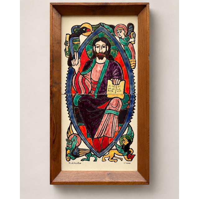 French Religious Ceramic Diptych by Frab, 1950s For Sale - Image 9 of 9