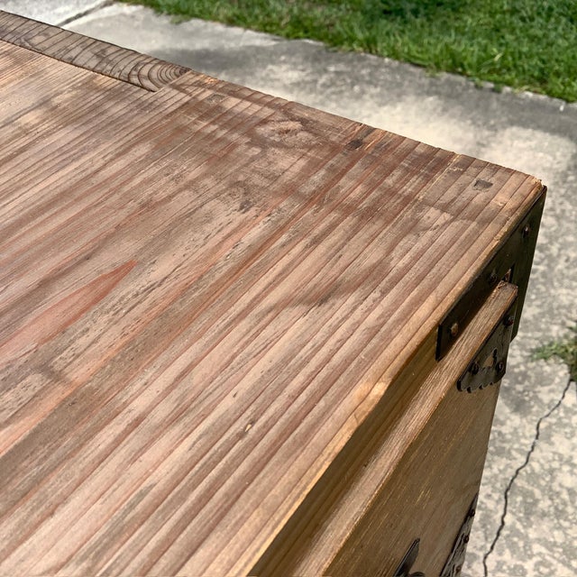 Antique Kiri Wood and Hand Forged Hardware Tansu Chest For Sale - Image 12 of 14