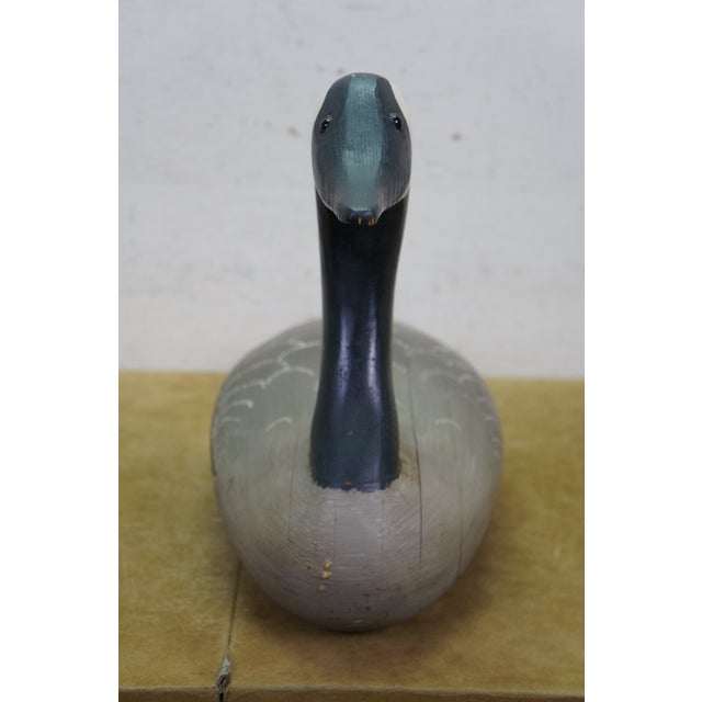Wood Vintage Hand Carved Wood Crane Egret Wading Bird Sculpture Folk Art Decoy 14" For Sale - Image 7 of 12
