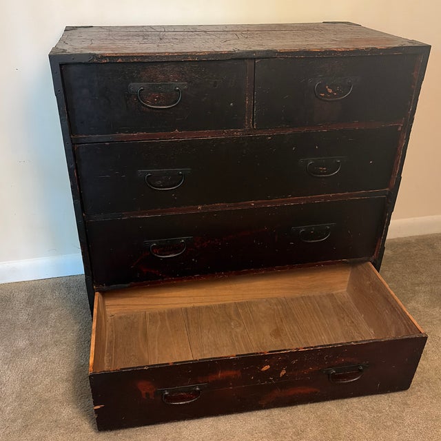 Late 19th Century Authentic Meiji Era Japanese Isho-Dansu Tansu Chest - Iron Sao-Toshi Hardware For Sale - Image 9 of 12