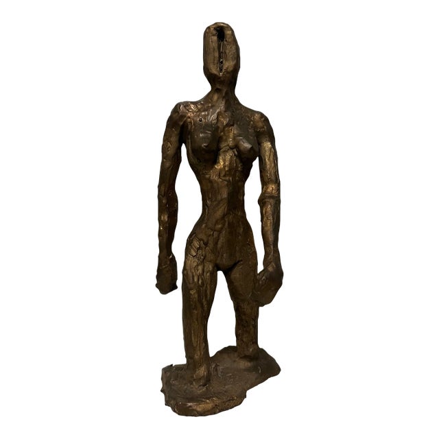 Mid 20th Century Abstract Figurative Female Bronze Sculpture For Sale