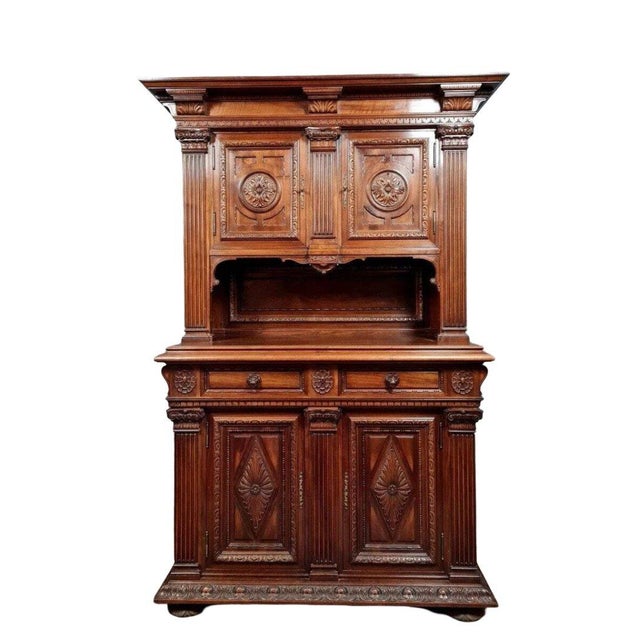 Renaissance-Style 2-Piece Buffet in Walnut For Sale - Image 3 of 3
