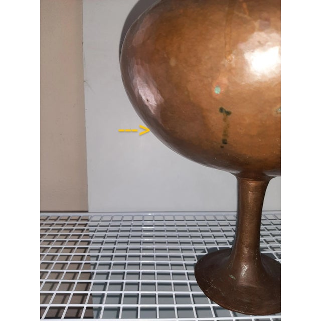 Huge Vintage Copper Pedestal Bowl For Sale In Fayetteville, AR - Image 6 of 13