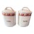 1930s Canister Set 2 Pc W/Lids Germany Floral Roses Coffee Barley White Gold For Sale