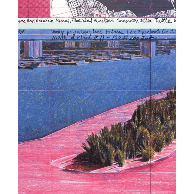 Contemporary 1983 Javacheff Christo 'Surrounded Islands (1982)' Contemporary Pink, Blue, Brown, Black, White Germany Offset Lithograph For Sale - Image 3 of 4