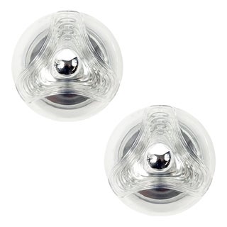 Mid-Century Modern Space Age Glass Wave Flush Mounts by Koch & Lowy for Peill & Putzler, Germany, 1970s, Set of 2 For Sale
