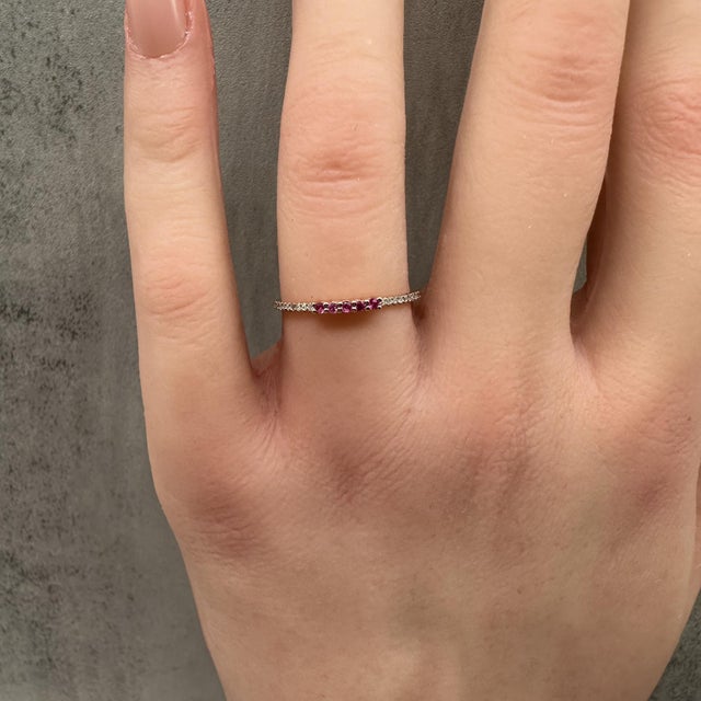 Ruby and Diamond Stackable Band in 14kt Rose Gold - Size 6.5, New For Sale - Image 4 of 5